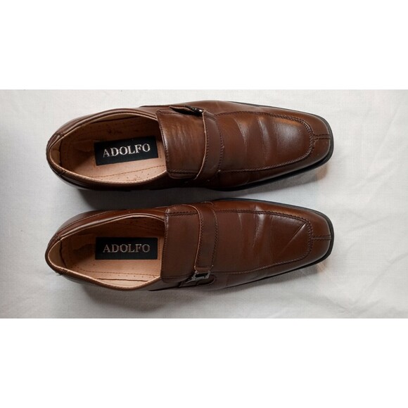 Adolfo Dress Shoes Brandy Brown Leather Penny Loafer Men\'s sz 9.5 US main image 4